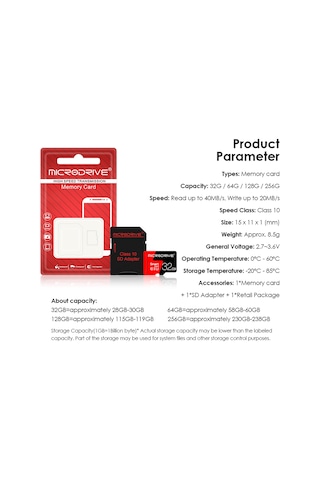 Springsun Depolama Kartı 32gb/64gb/128gb/256gb Tf Micro Sd Kart Sürüş Kayıt Cihazı, Cep Telefonu Hafıza Genişletme,