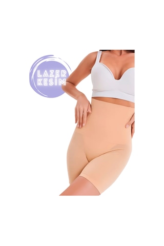 Dikişsiz Toparlayıcı Ve Sıkılaştırıcı Lazer Kesim Spor Korse Kısa Şort Ten Renk Bej