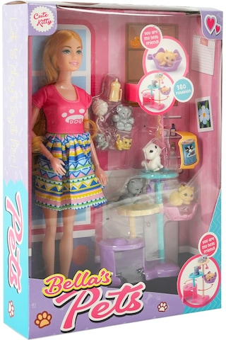 Bella's Pet Oyuncak Bebek Sarı Saçlı Pembe Tişörtlü