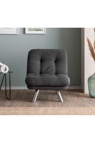 Pafu Hippo Tekli Yataklı Koltuk Keten - Koyu Gri Koyu Gri