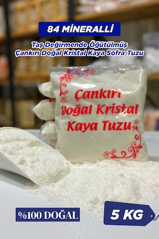 Taş Değirmende Öğütülmüş Çankırı Doğal Kristal Kaya Sofra Tuzu 5 Kg Mavi Etike