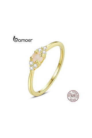 Bamoer 925 Ayar Gümüş Zarif 4 Renk Kristal Zirkon Parmak Yüzük Kadınlar İçin Moda Takı A-6