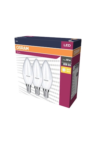 Osram Led Value Classic B 7w/60w 3'lü Paket 2700k Sarı Işık Duy E14 Osram Led Value Classic B 7w/60w 3'lü Paket 2700k Sarı Işık Duy E14