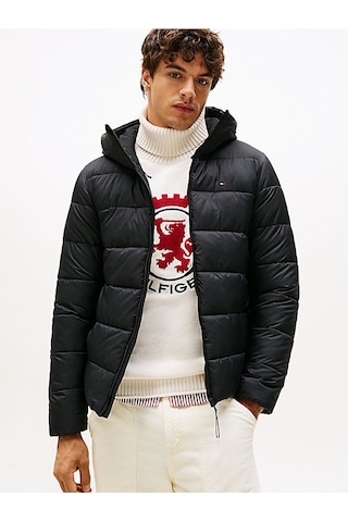 Tommy Hilfiger Erkek Marka Logolu Kapitone Dikişli Kapüşonlu Günlük Kullanıma Uygun Siyah Mont Mw0mw41983 Bds