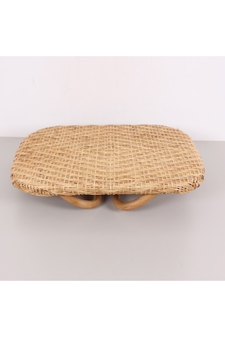 Katlanabilir 60x40x20 Cm. Doğal Rattan Sehpa Bej