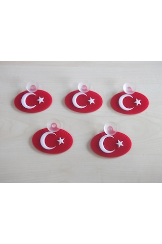 Ay Yıldız 8x5cm Vantuzlu Oval Kabartma 2 Adet Türk Bayrağı