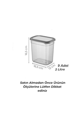 KitchenLife Antrasit Moly Dikdörtgen Saklama Kabı Seti 2000ml Çok Renkli