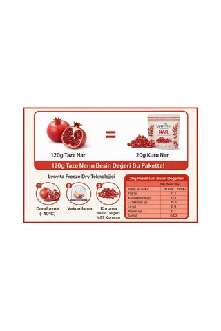Nar Dondurularak Kurutulmuş Freeze Dried 30 G