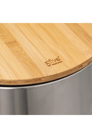 5five Çöp Kovaları Simply Smart Bambou 30 Lt Metal Inox