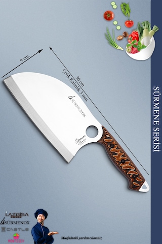 Sürmene Serisi Large Almazan Mutfak Kamp Şef Bıçak Et Ekmek Sebze Kamp Şef Bıçağı Kahve Mft-231 Kahverengi