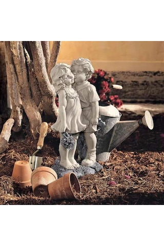 Suntek Bahçe Heykeli Dekorasyon Erkek Ve Kız 15x8x4cm