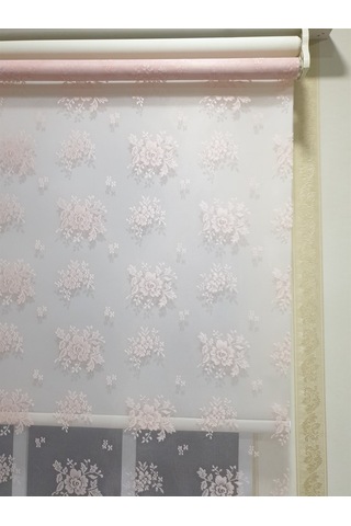 Storburada Çift Mekanizmalı Pembe Tül Perde Ve Ekru Stor Perde Stb2015-v09 Pembe