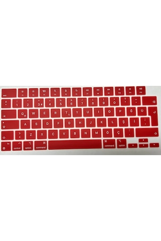 Arabulalaca MacBook Uyumlu Air 15 A2941 Türkçe Klavye Koruyucu Kırmızı