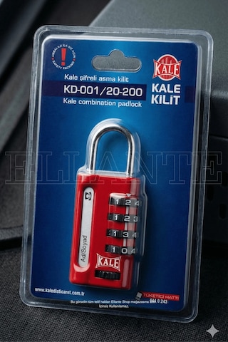Kale Kilit 4 Basamaklı Şifreli Asma Kilit - Kırmızı Bilgi Pencereli