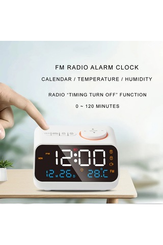 Zilinn Mordern Fm Radyo Başucu Uyandırma İçin Led Çalar Saat. Sıcaklık Termometresi Nem Higrometresi İle Dijital Masa Takvimi. Beyaz-89 Çok Renki