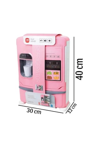 Pilli Işıklı Büyük Boy Oyuncak Buzdolabı Evcilik Oyun Seti Duman Efektli 3 Kapılı