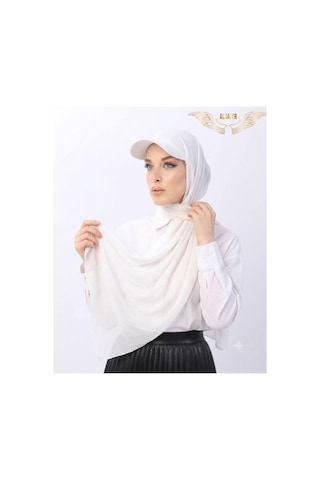 ALDAIYR 2 Adet Şapkalı Boneli Hazır Şal Hijab Sandy Haki - Mavi