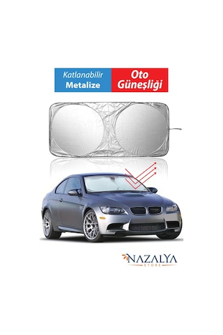 Bay Katlanır Araba Ön Cam Güneşliği Metalize Isı Yalıtımlı Yazlık 150x70cm Otomobil Aksesuarı Najmaddin