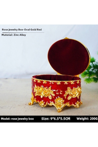 Springsun Elmas Desenli Oval Metal Kutu - 8x7.5x5 Cm - Ev Dekorasyonu Ve Kuyumluk Saklama Aleti - Kaliteli Alaşımlı Ve Renkli Kaplama