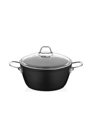 Amboss Dark Dar-1301 Cam Kapaklı Granit Derin Tencere 26 CM