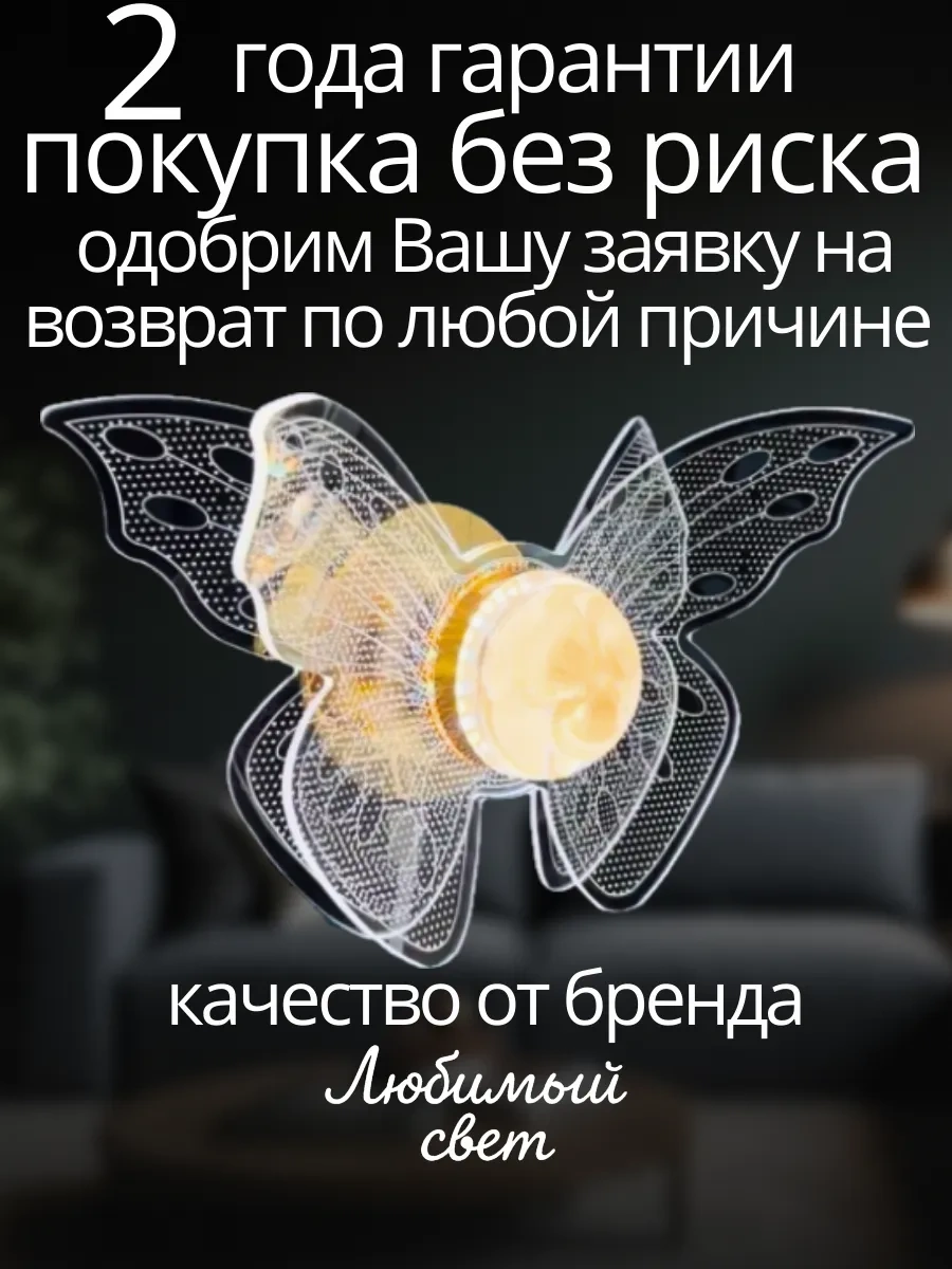 Lubimyj Svet Duvara Monte Led Aydınlatmalı Kelebek Duvar Abidesi, Anahtarlı. 286641379 Beyaz