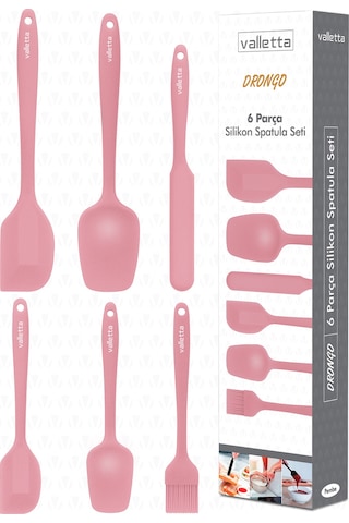 Valletta Drongo 6 Parça Silikon Spatula Seti Pembe