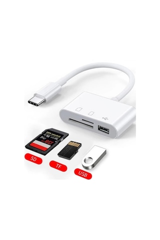Type C To Sd Micro Sd Tf Kart Okuyucu Ve Usb Çevirici 3 İn 1 Dönüştürücü Adaptör