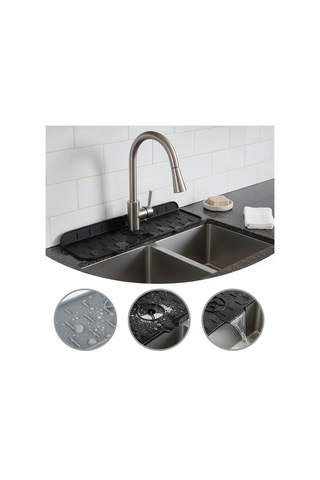 Deconox Silikon Musluk Matı Ve Lavabo Sıçrama Önleyici Mutfak Ve Banyo İçin Su Tahliyeli Tezgah Ko Sku: Smgstk73741e0f21