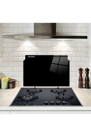 Decorita Cam Ocak Arkası Koruyucu Şekilli Cam Siyah 43.7 CM x 53.4 CM