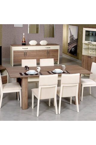 Pasific Home Bois Açılır Yemek Masası Meşe Krem
