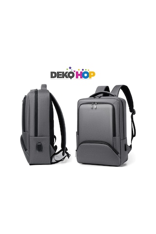 Laptop Sırt Çantası Usb Girişli Notebook Apple Uyumlu iPad  Çantası Grı