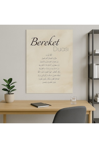 Çerçevesiz Cam Tablo Bereket Duası Modern Ofis Ve Ev Dekoru
