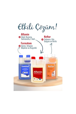 Kanatlı Hayvanlar İçin 3'lü Set Farmatom+neftor+alfamin 500 Ml