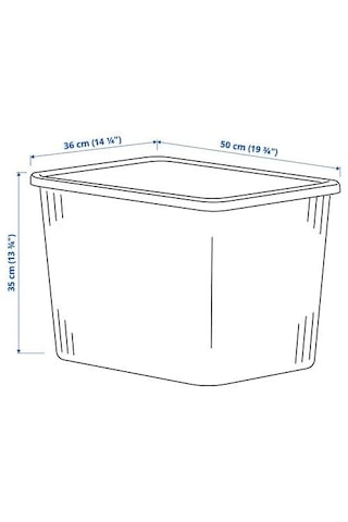 Ikea Rykta Şeffaf Gri-mavi 36x50x35 Cm/44.5 Lt Kapaklı Kutu Açık Mavi