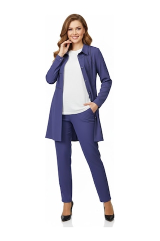 Nazal Kadın Taşlı Bluz Pantolon Tunik 3 Lü Takım Bgl-st04733 Mavi