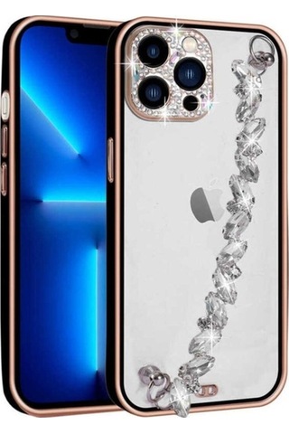 Apple Uyumlu iPhone 12 Pro Kılıf Taş Süslemeli Kamera Korumalı El Tutamaçlı Zore Blazer Kapak Siyah