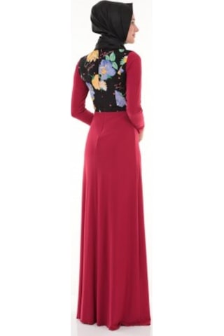 Nidya Moda Büyük Beden Elbise-4046K Kırmızı