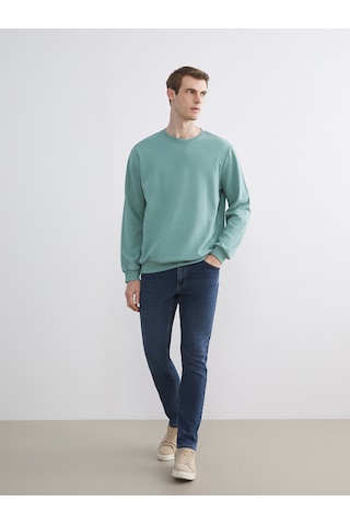 Lcw Eco Yeşil Bisiklet Yaka Erkek Sweatshirt