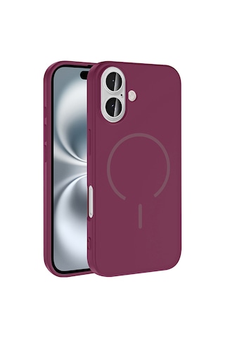 Apple Uyumlu iPhone 16 Kılıf M-safe Şarj Özellikli Zore Meta Kapak Mürdüm