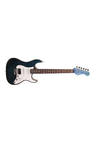 Guson Superstrat Hss Elektro Gitar Quilted Mavi