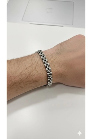 Siyah - Lacivert Deri / Çelik Erkek Deri Bileklik 20 Cm - Ebl0052 Çok Renkli
