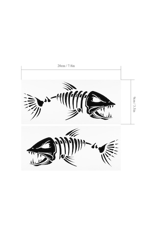 Ximistore9 Balık Kemiği Desenli Vinil Stickerler Çifti - Kolay Uygulama, Transfer Bandı İçeren, Kesimli Sticker 2 Adet
