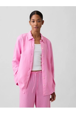 Gap V-lınen Easy Shırt Pembe