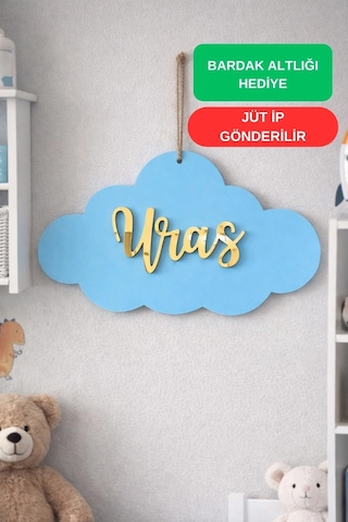 Gold Pleksi İsimli, Yeni Doğan, Doğum Günü, Özel Günler İçin Çocuk Bulut Duvar Süsü 56349073