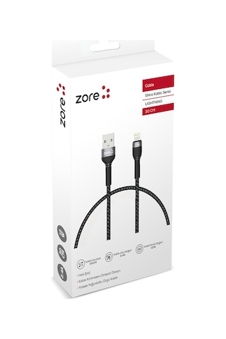 Mobilteam Siyah Shira Serisi Lightning Usb Kablo 30 Cm