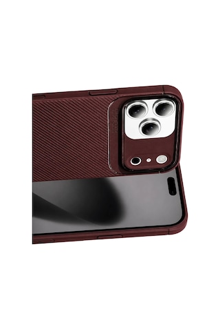 Newface Apple iPhone Uyumlu 17 Pro Max Auto Focus Karbon Kapak - Bordo Belirtilmemiş
