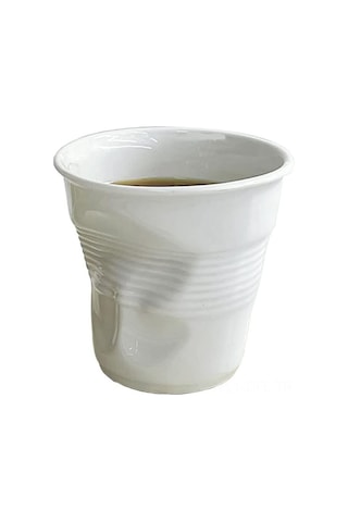 Dofolink İtalyan Fransız Sanatsal Desenli El Yapımı Kırık Çanak Desenli Seramik Kahve Fincanı Beyaz