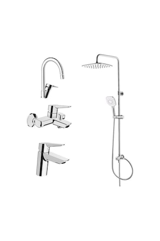 Artema Solid S Batarya Seti + Artema LS20 Joy 3S Tepe Duş Takımı A45787 Krom