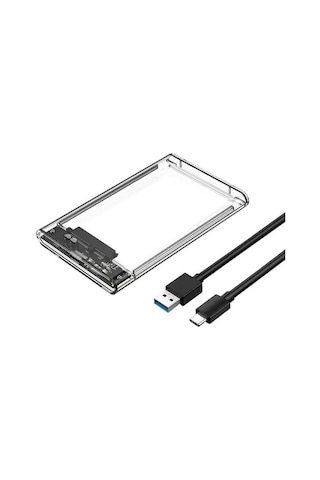 Wozlo 2.5 Usb 3.0 Type C 3.1 Harici Ssd Hdd Kutusu - Harddisk Sata Kutu - Şeffaf