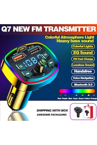 Nr74 Rgb Renkli Fm Radyo Transmitter Mp3 Çalar Bluetooth 5.0 Çakm
